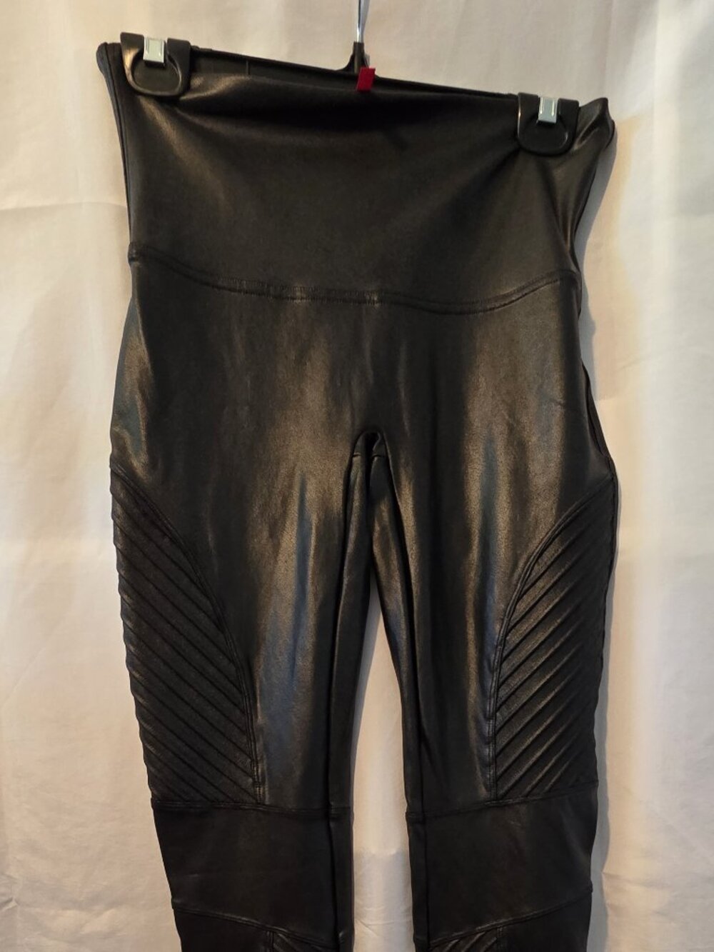 Spanx Faux Leather Moto Leggings, Black, Size Large